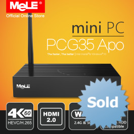 Bezwentylatorowy Mini PC MeLE PCG35 APO Windows 10 4/32 GB Intel Apollo Lake Celeron J3455 4K HDMI VGA WiFi USB SSD