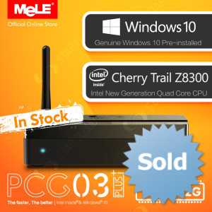 Fanless Mini PC PCG03 Plus z Cherry Trail Z8300, Windows 10, 2GB, 32GB, HDMI, VGA, LAN, WiFi, BT