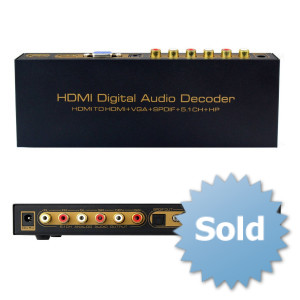 HDMI Digital Audio Decoder HDMI na HDMI + VGA + SPDIF + 5,1 Converter