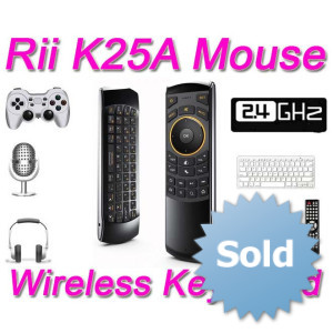 Bezprzewodowa mini klawiatura z pilotem i Air Mouse Riitek RII K25A RT-MWK25A (mikrofon)