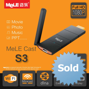 Smart TV Stick MeLE Cast S3, WiFi HDMI Dongle, AirPlay, EZCast, Miracast, Mirror, DLNA, Wireless, Display Player for Android/iOS/Windows