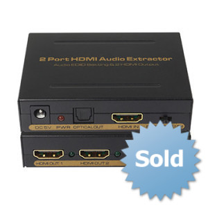 HDMI Splitter 1x2 HDMI + Audio (SPDIF+L/R) Audio Extractor, 3D,1080P