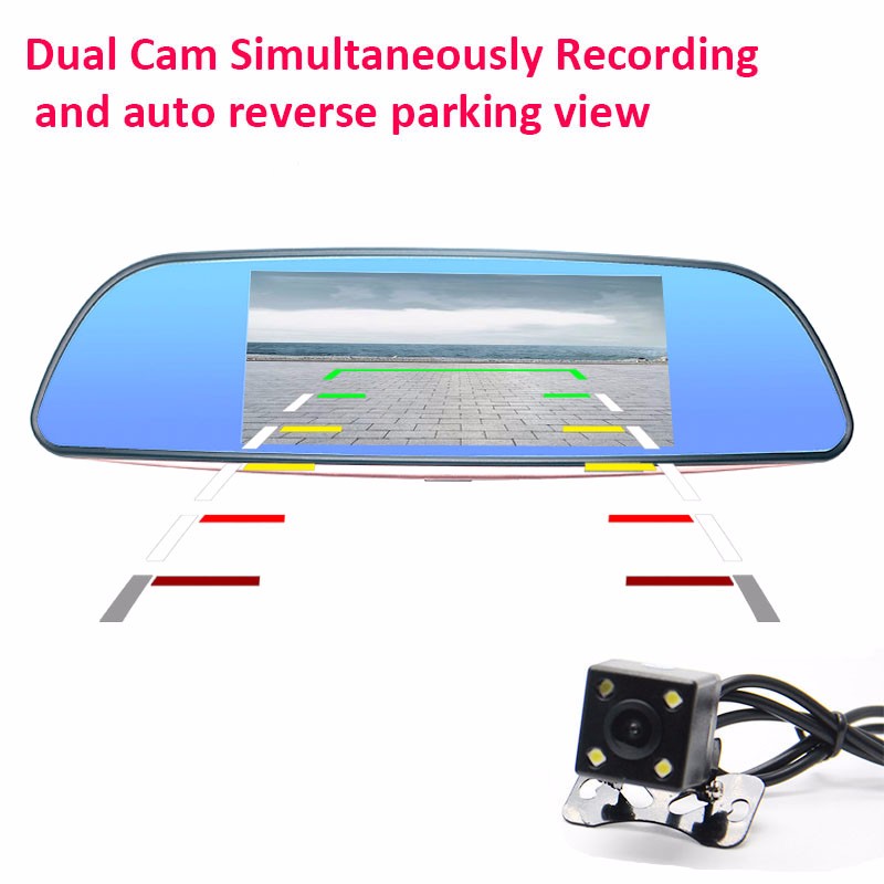 Dual Cam Simultaneously Recording and auto reverse parking view